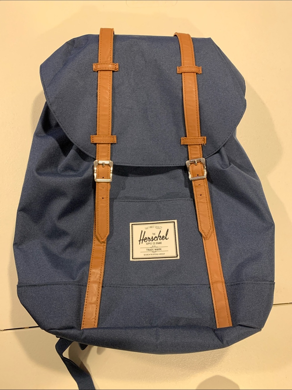 Herschel Supply Company Navy Backpack with Brown Straps (456)